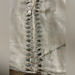 Elegant skin and Gold Embellished dupatta Indian Pakistani